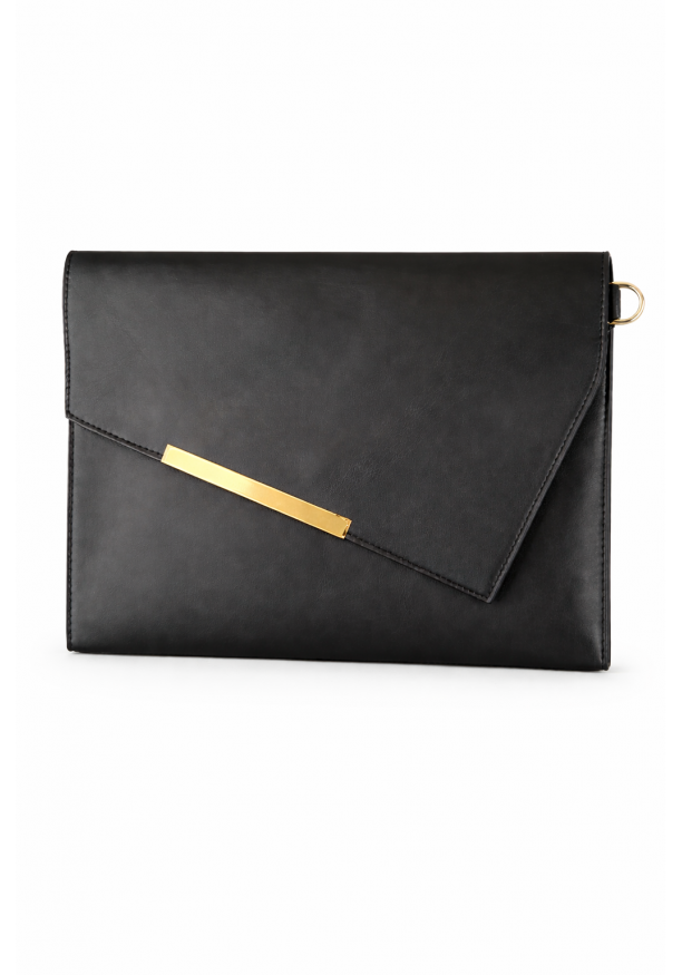 SOLID COLOUR LEATHER FLIP CLUTCH BAG